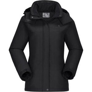 Women's Black Ski Jacket Winter Snow Coat Waterproof Female Jacket